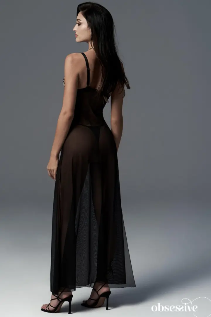 Chemise lunga nera semitrasparente Obsessive Vila Blanes – foto 2