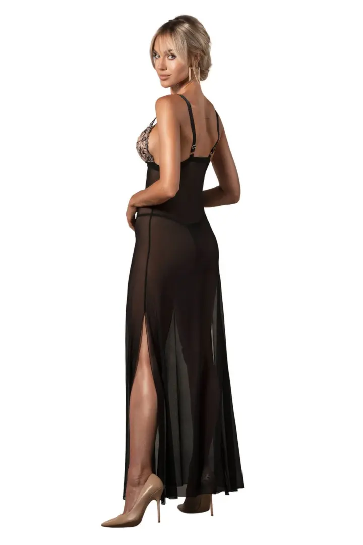 Chemise lunga nera semitrasparente Obsessive Vila Blanes – foto 6