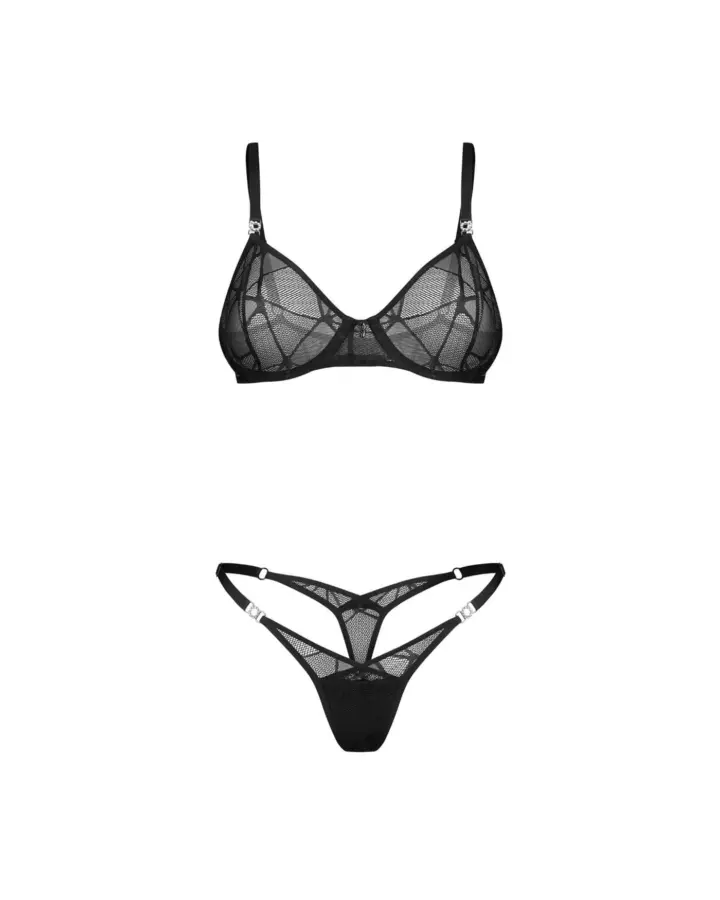 Set reggiseno e perizoma in pizzo geometrico Obsessive Olianna – foto 7