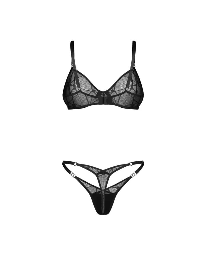 Set reggiseno e perizoma in pizzo geometrico Obsessive Olianna – foto 6