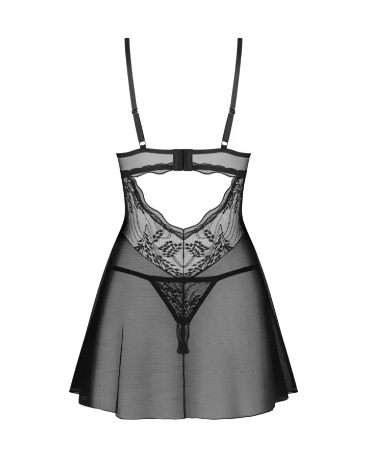 Obsessive Perisia babydoll nero in pizzo con tanga – foto 7