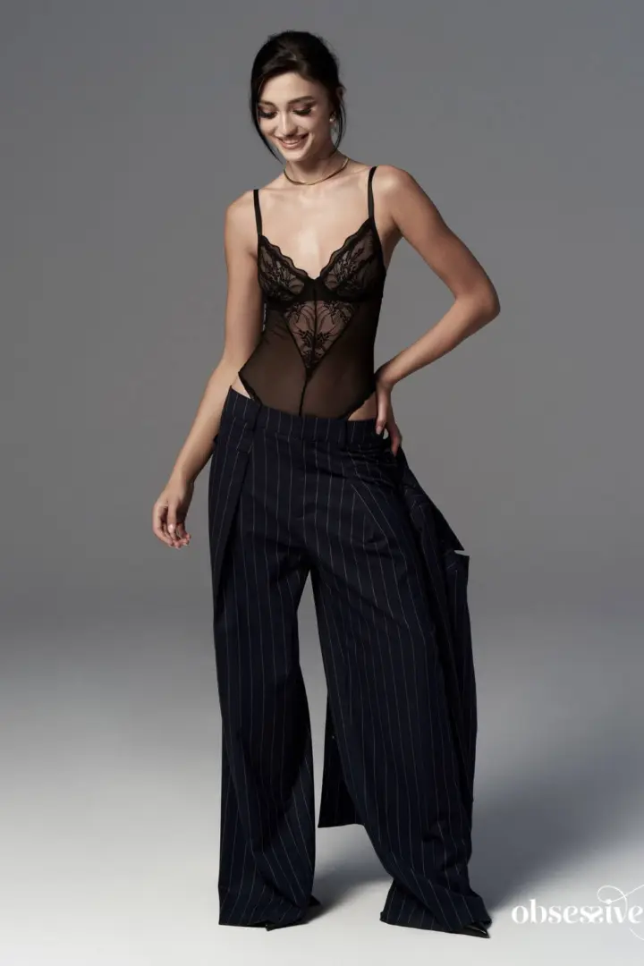 Obsessive Perisia body ouvert nero in pizzo – foto 6