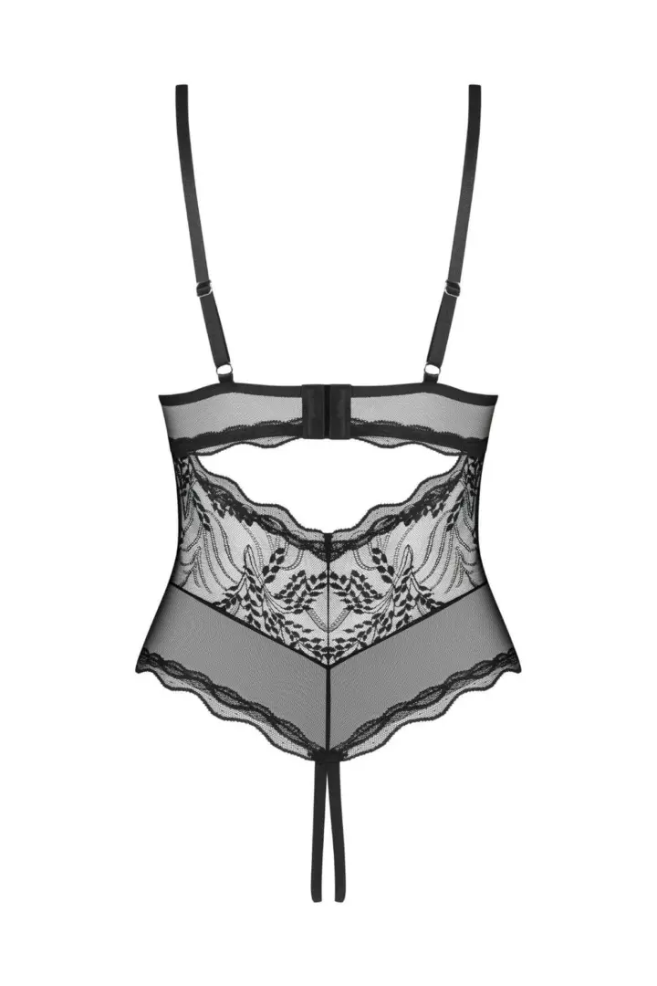 Obsessive Perisia body ouvert nero in pizzo – foto 8
