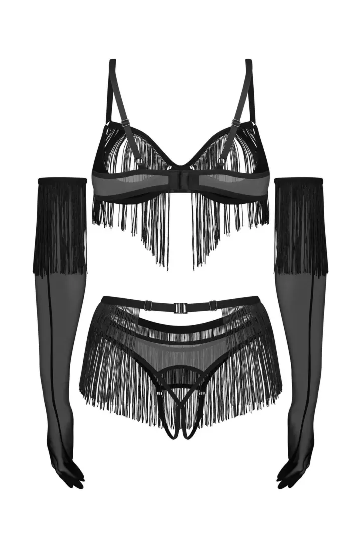 Obsessive Rossay set 4 pezzi nero con frange cupless ouvert – foto 6