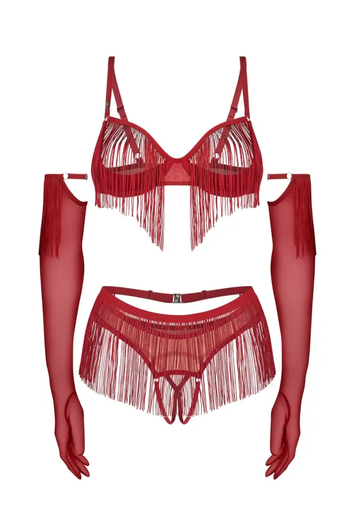 Obsessive Rossay set 4 pezzi rosso con frange cupless ouvert – foto 5
