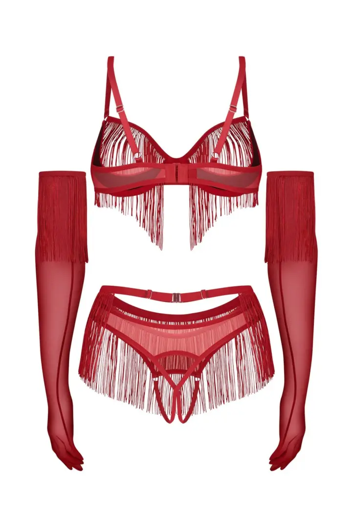 Obsessive Rossay set 4 pezzi rosso con frange cupless ouvert – foto 6