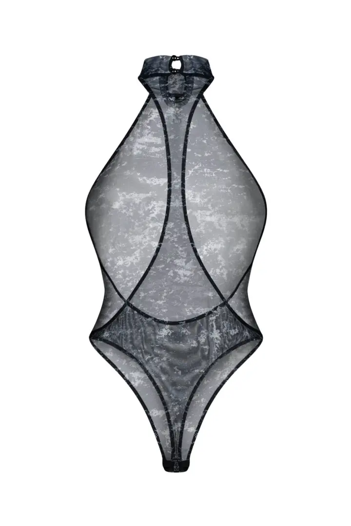 Obsessive Corrosis body trasparente tulle marmorizzato nero – foto 8