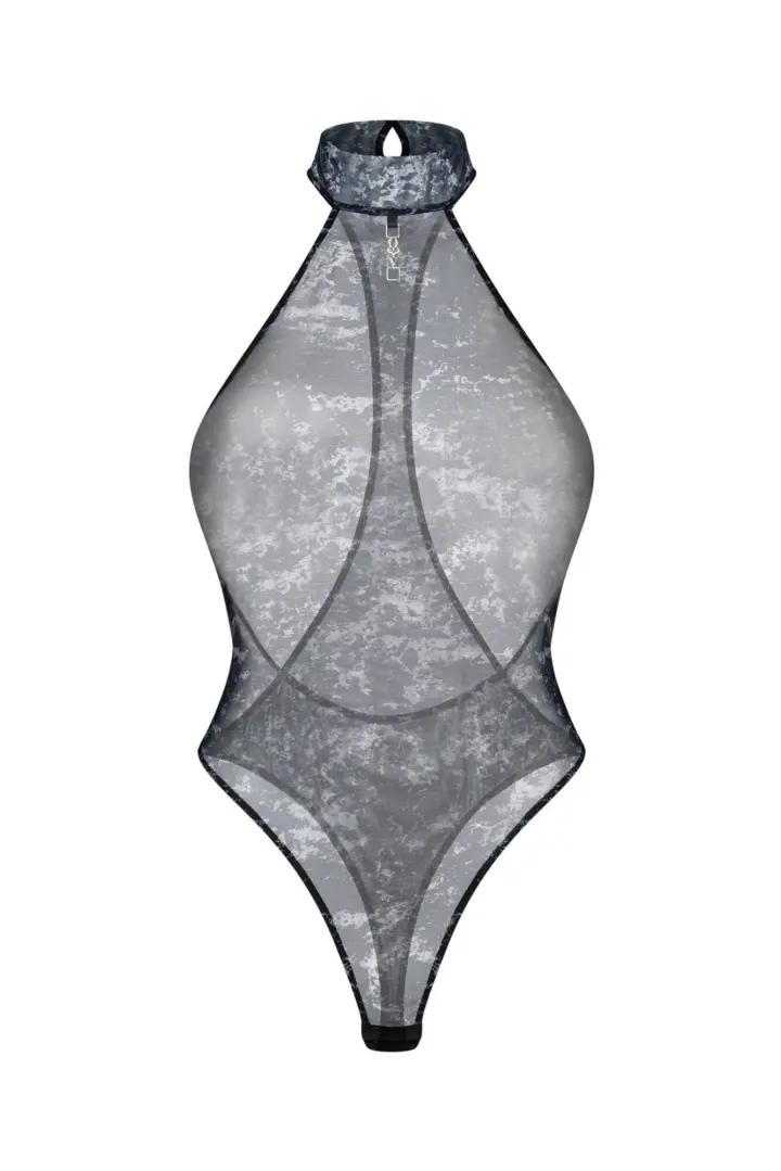 Obsessive Corrosis body trasparente tulle marmorizzato nero – foto 7