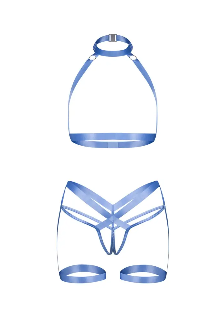 Obsessive Shaderi set harness blu choker e perizoma ouvert – foto 4