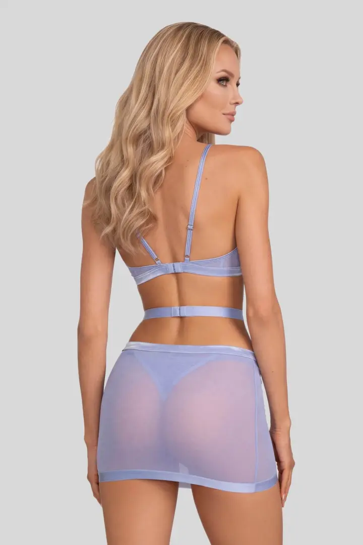 Obsessive Shaderi abito in tulle blu trasparente con perizoma – foto 2
