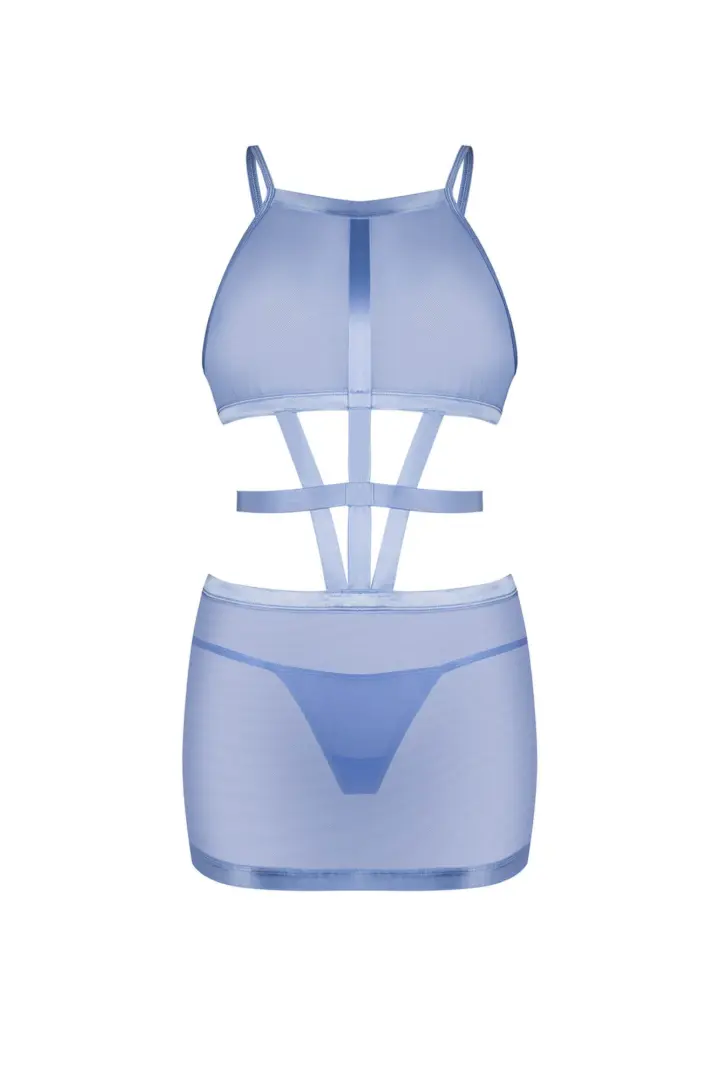 Obsessive Shaderi abito in tulle blu trasparente con perizoma – foto 4
