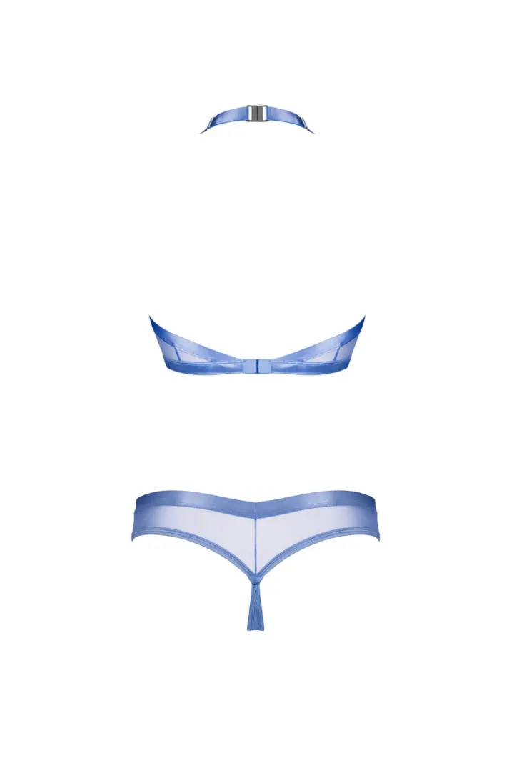 Obsessive Shaderi set top halter e perizoma tulle blu – foto 5