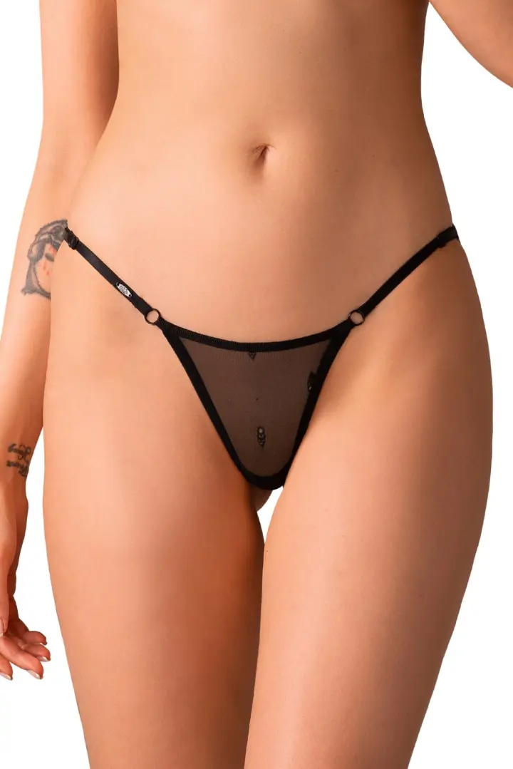 Obsessive Anniverse jockstrap donna nero in rete con logo – foto 8
