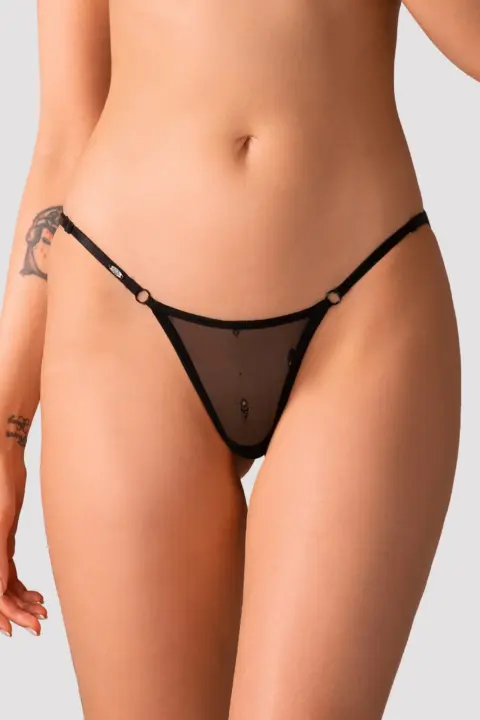 Obsessive Anniverse jockstrap donna nero in rete con logo