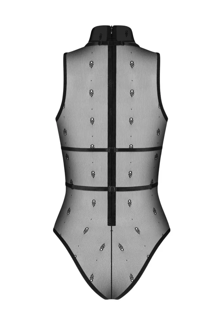 Obsessive Anniverse body collo alto con harness rete jacquard – foto 8