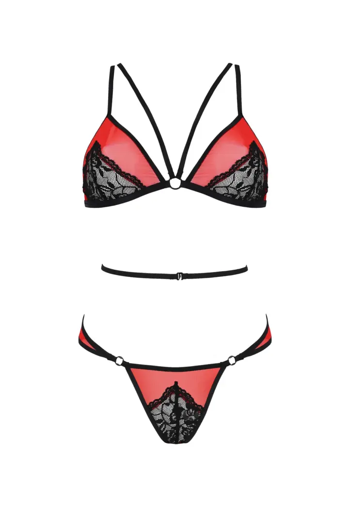 Passion Lingerie: Peonia sexy completino in tulle rosso e pizzo nero – foto 4