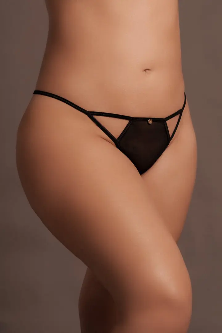 Perizoma aperto Curvy in rete con doppi lacci regolabili