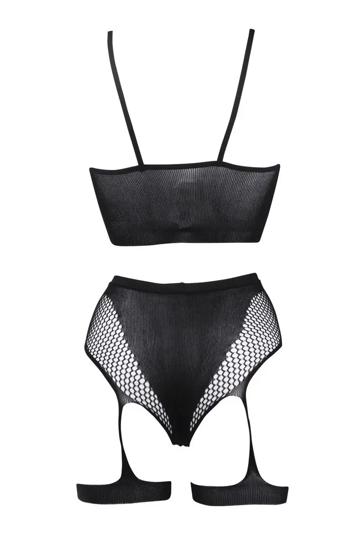 Completino 2 pezzi nero con top e fasce coscia integrate – foto 6
