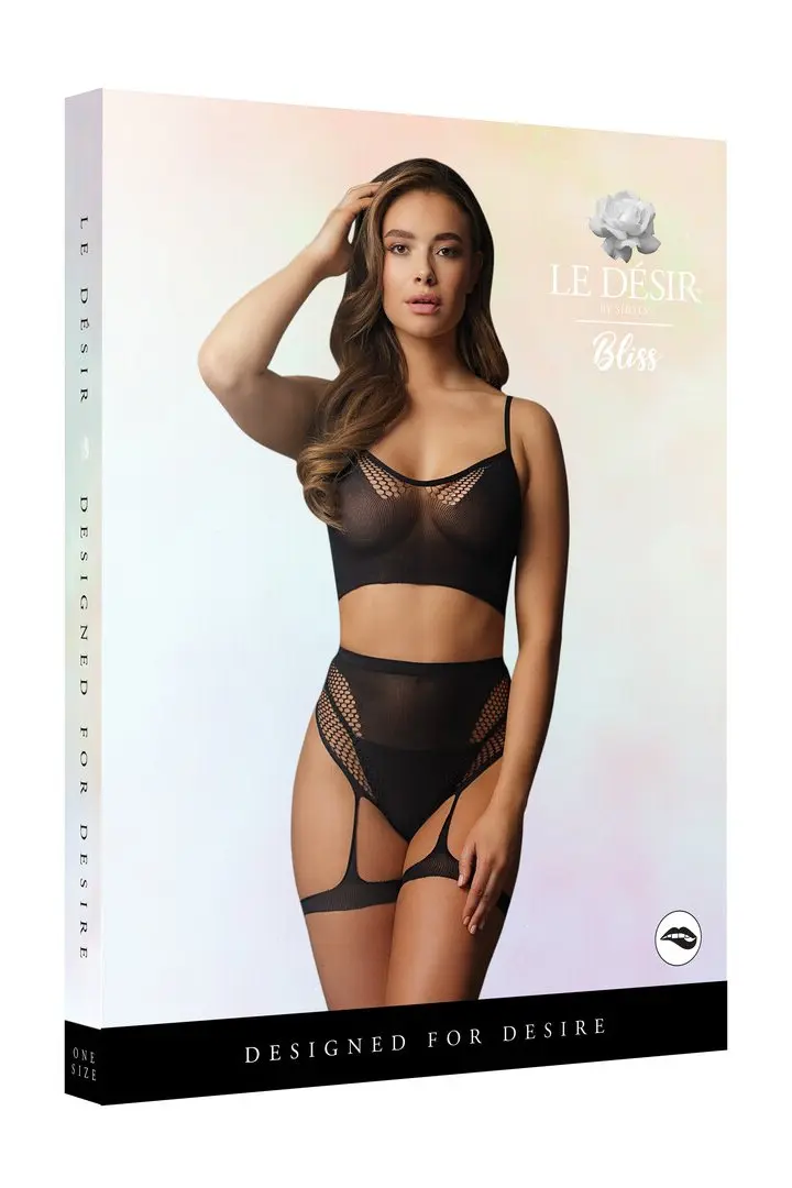 Completino 2 pezzi nero con top e fasce coscia integrate – foto 7