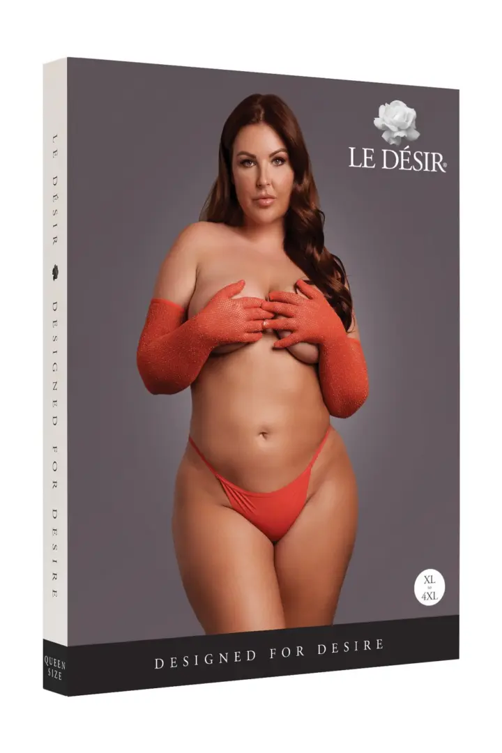 Shimmering Opera guanti lunghi Curvy rossi glitter oro – foto 3