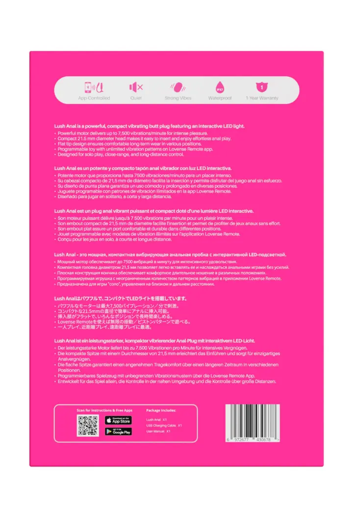 Lovense Lush Anal, plug vibrante indossabile con LED – foto 12