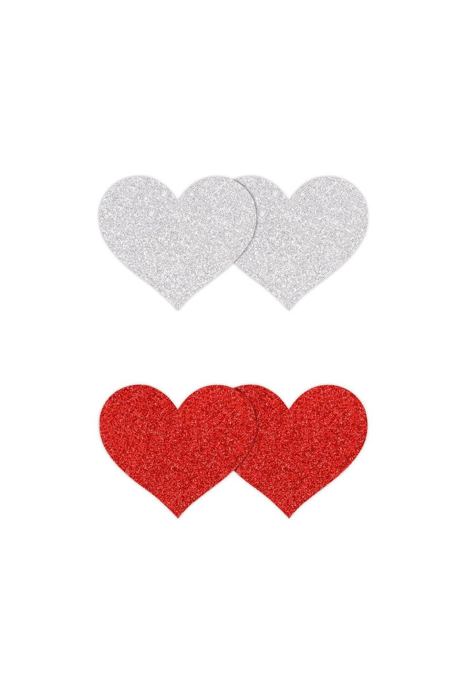 Pretty Pasties cuore glitter rosso e argento, 2 paia