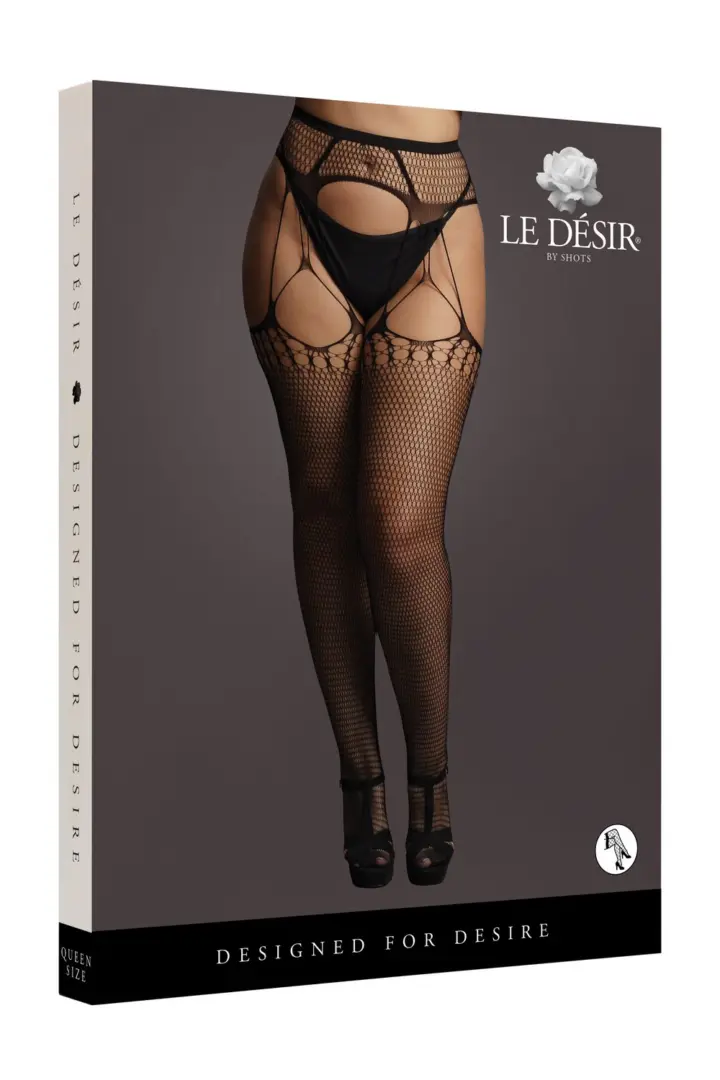 Shredded collant Curvy a rete con reggicalze integrato – foto 3