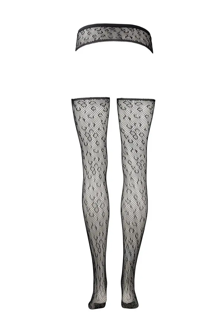 Leopard collant a rete con reggicalze integrato – foto 4