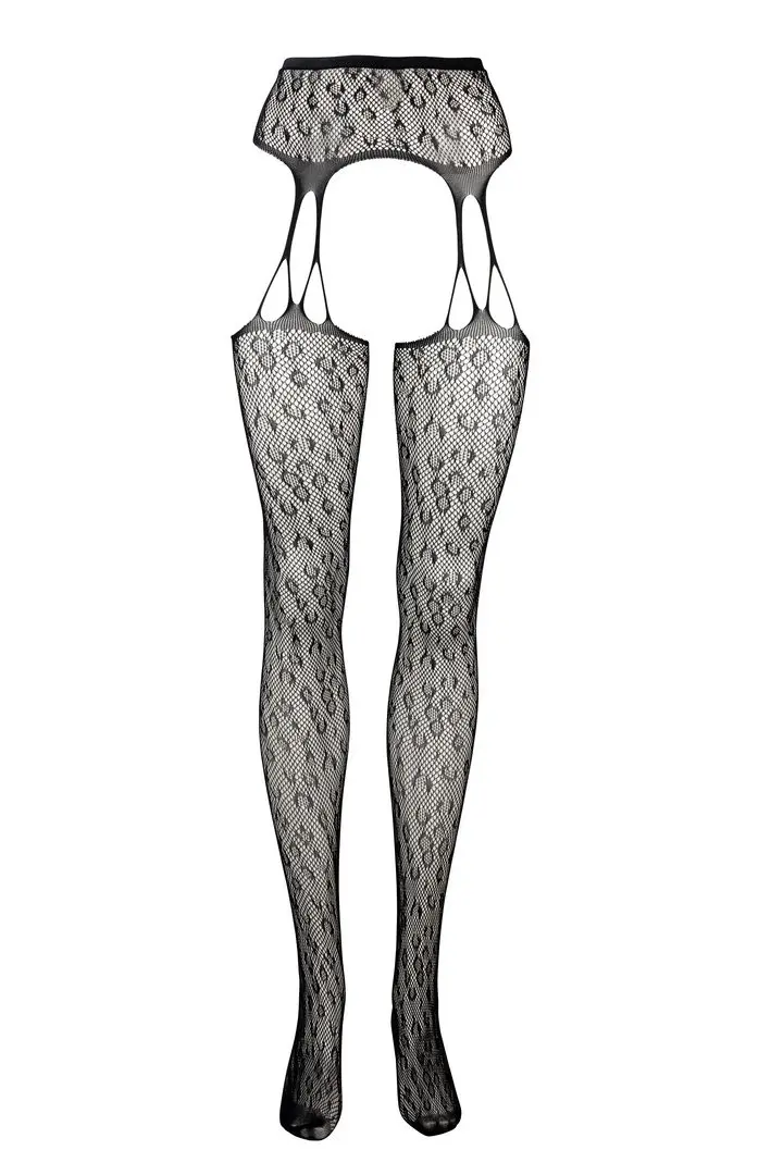 Leopard collant a rete con reggicalze integrato – foto 3
