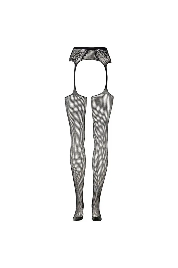 Fishnet & Lace calze Curvy a rete con reggicalze in pizzo – foto 3