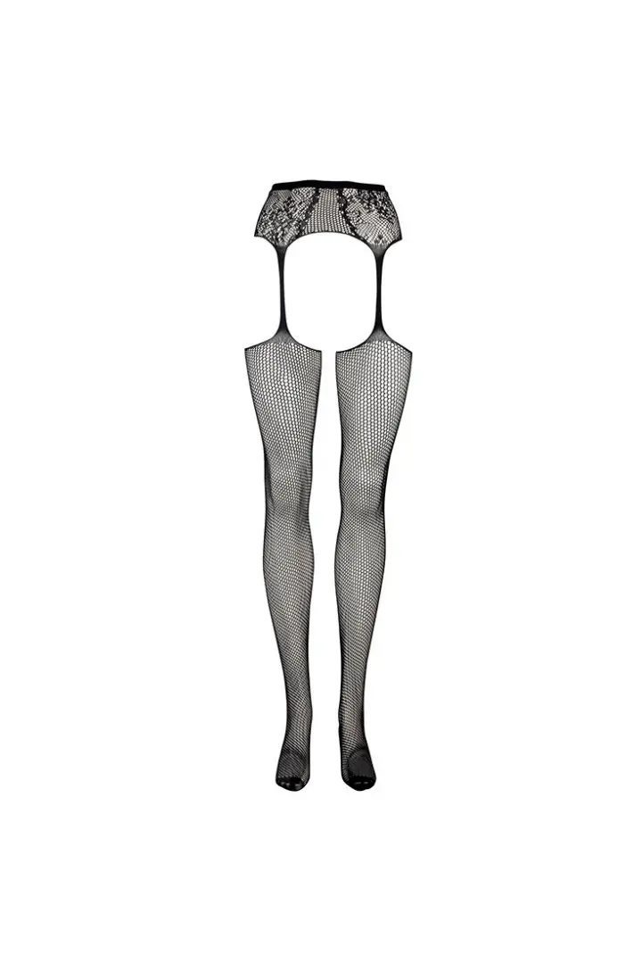 Fishnet & Lace calze Curvy a rete con reggicalze in pizzo – foto 4