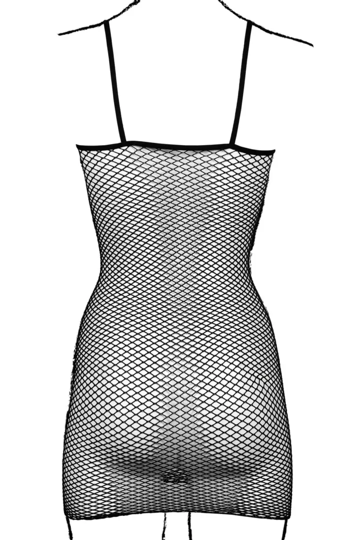 Mini abito Fishnet nero a rete con spalline sottili – foto 6