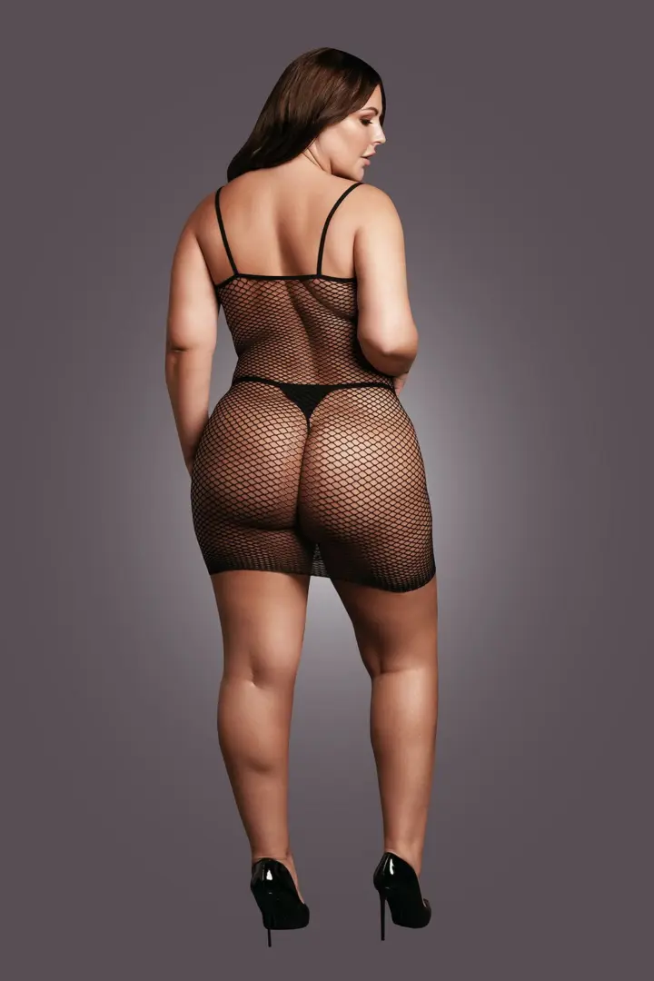 Mini abito Curvy a rete con spalline sottili – foto 2