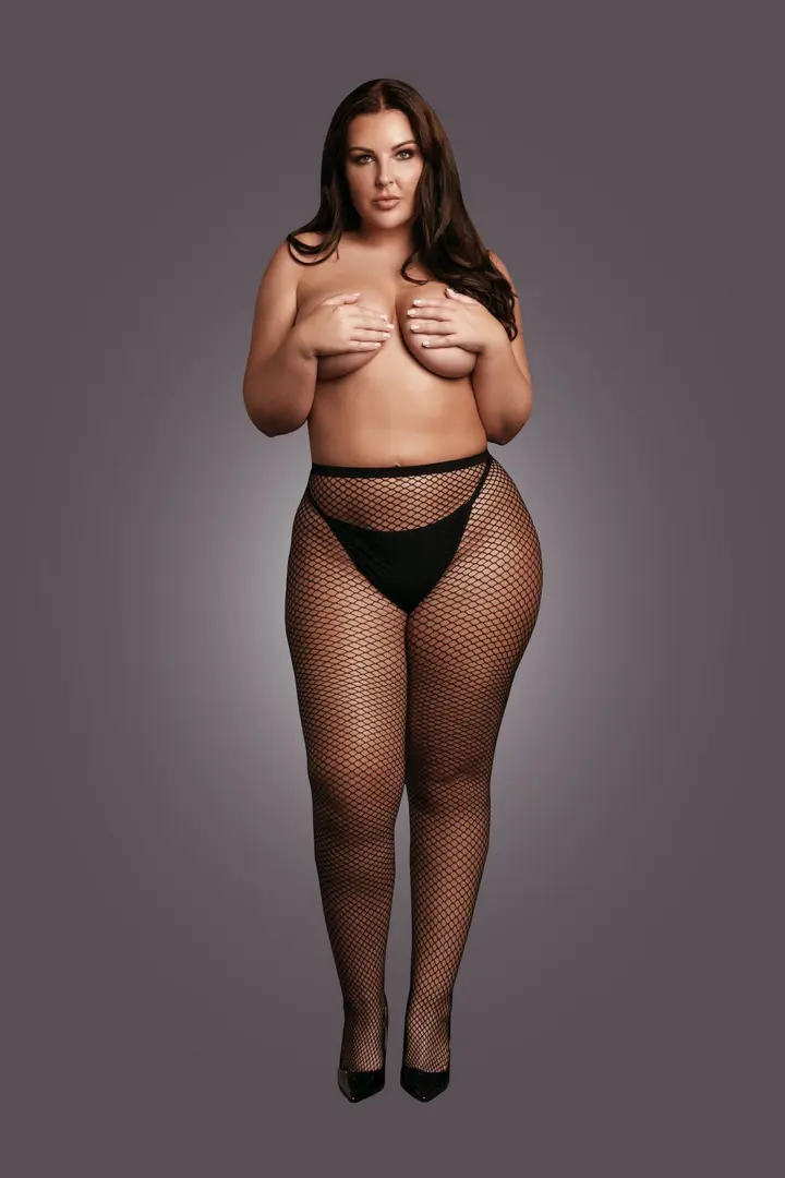 Collant Curvy a rete fine con disegno sagomato – foto 2