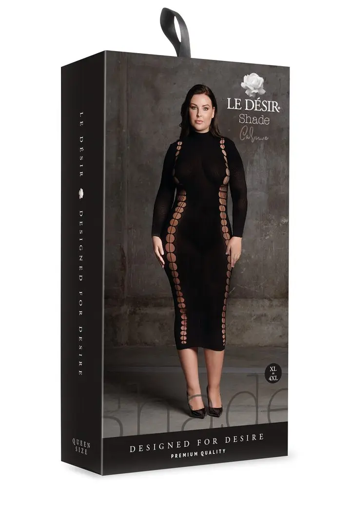 Carme XI abito Curvy nero collo alto con aperture – foto 5