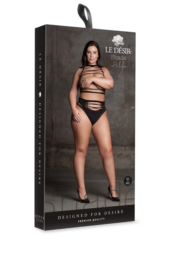 Helike XLV set Curvy 2 pezzi con top aperto e slip a fasce – foto 3