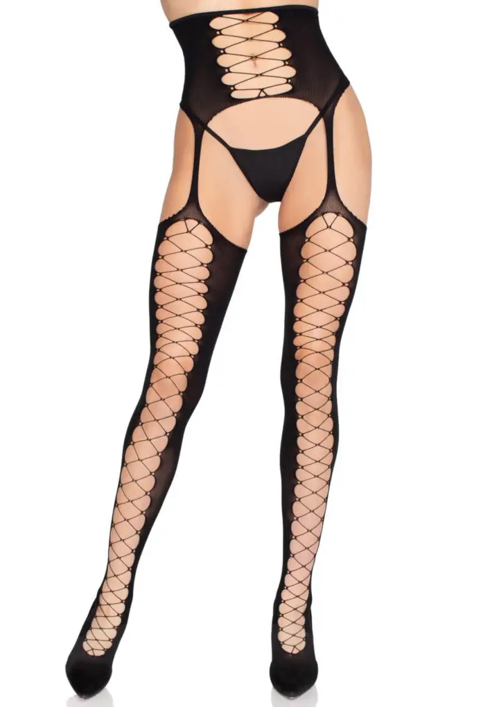 Leg Avenue Lyra Calze Nere con Reggicalze Integrato – foto 5