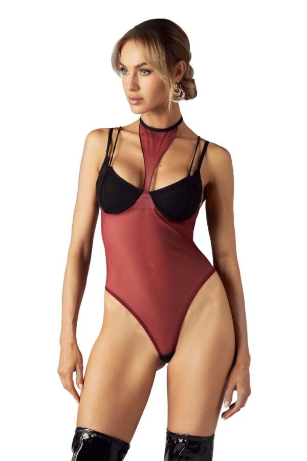 Obsessive Parisel Body Bordeaux e Nero con Choker