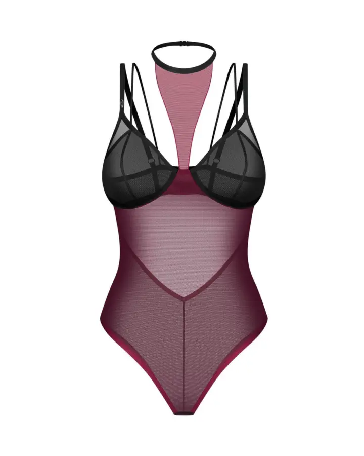 Obsessive Parisel Body Bordeaux e Nero con Choker – foto 9