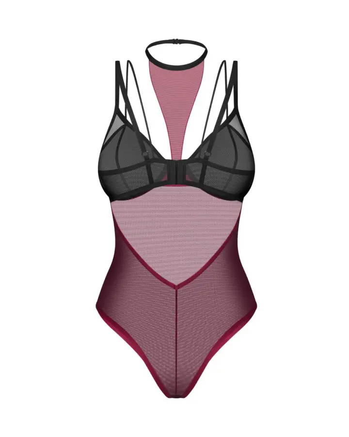 Obsessive Parisel Body Bordeaux e Nero con Choker – foto 8