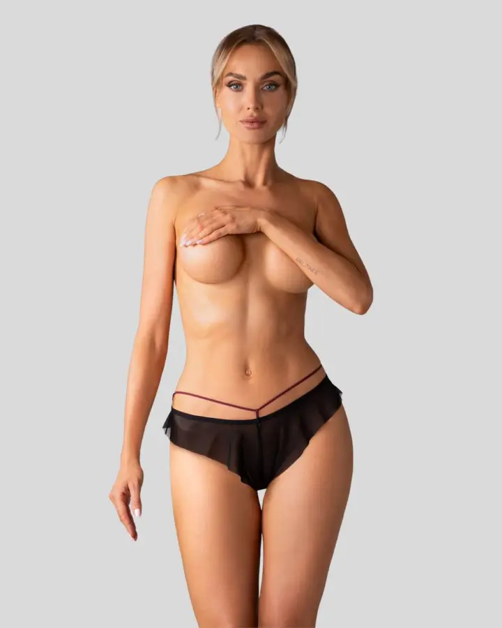 Obsessive Parisel Slip Bordeaux con Volant e Cinturini – foto 3