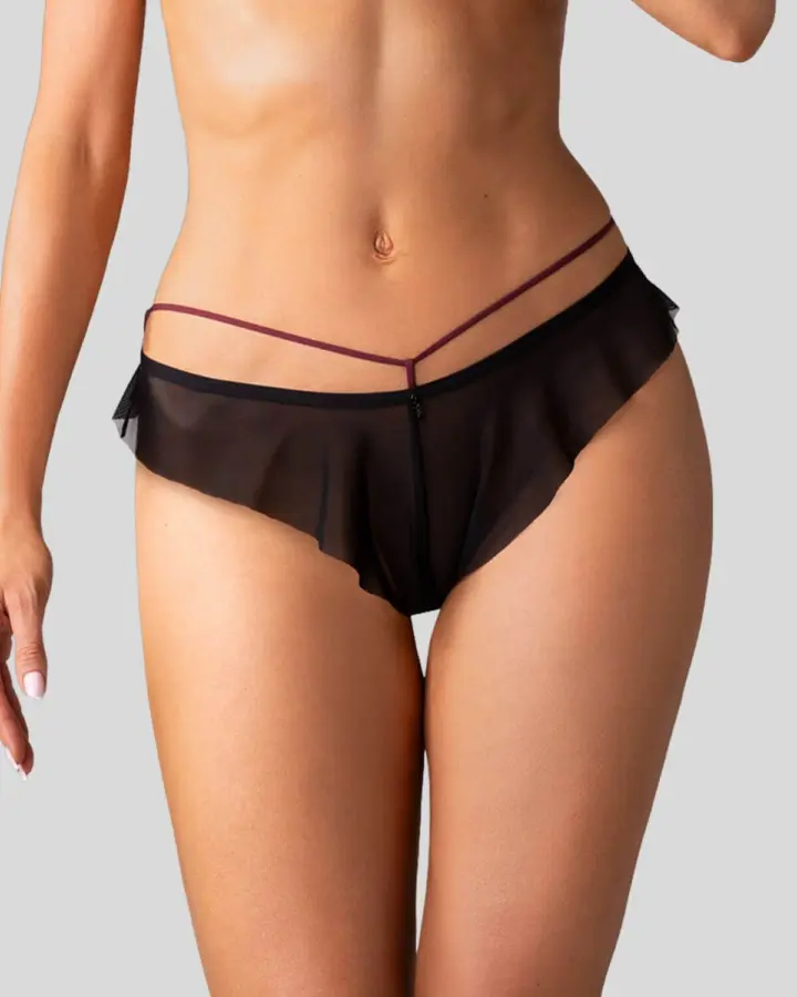 Obsessive Parisel Slip Bordeaux con Volant e Cinturini – foto 5