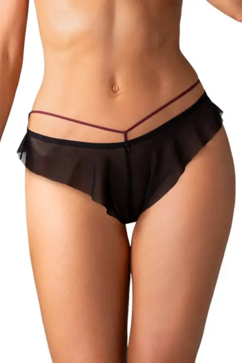 Obsessive Parisel Slip Bordeaux con Volant e Cinturini
