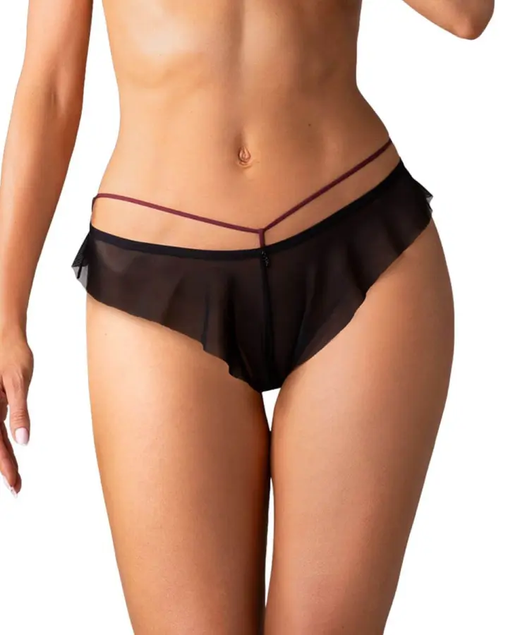 Obsessive Parisel Slip Bordeaux con Volant e Cinturini