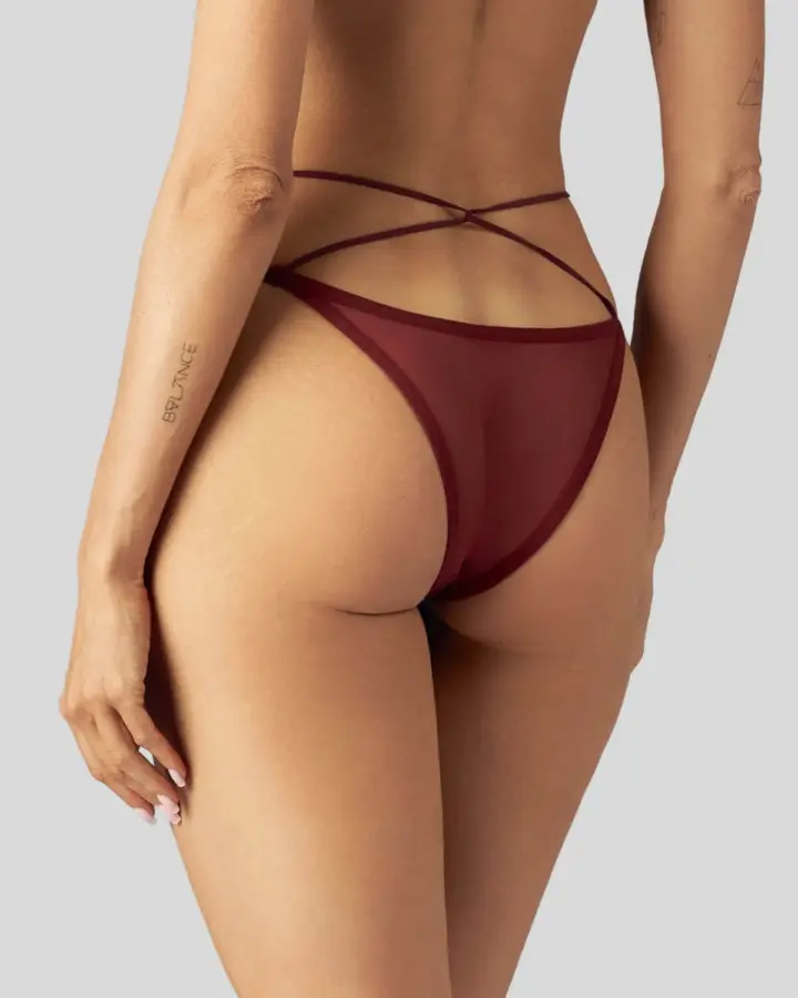 Obsessive Parisel Mini Slip Bordeaux con Cinturini – foto 4