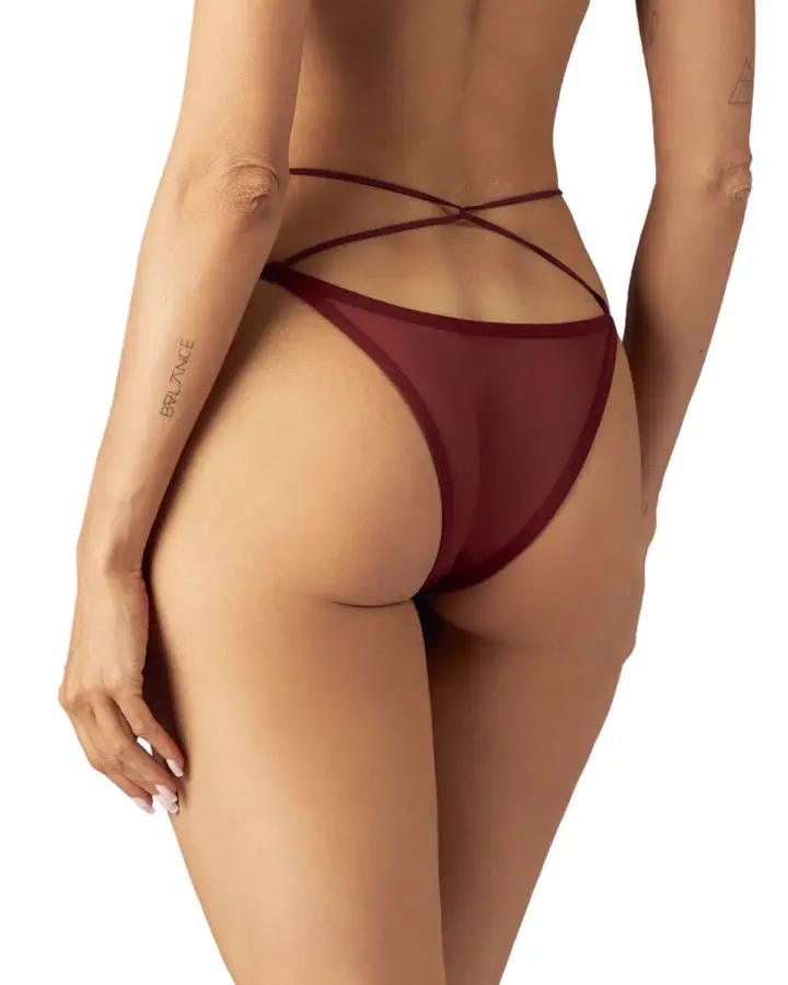 Obsessive Parisel Mini Slip Bordeaux con Cinturini – foto 2