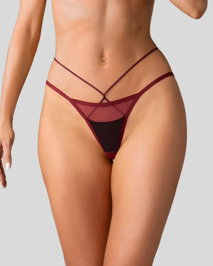 Obsessive Parisel Mini Slip Bordeaux con Cinturini – foto 6