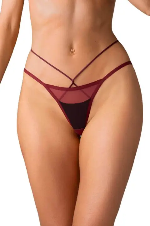 Obsessive Parisel Mini Slip Bordeaux con Cinturini