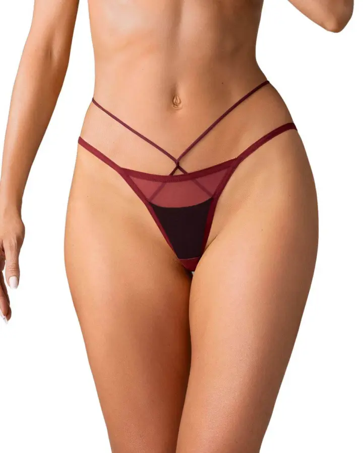 Obsessive Parisel Mini Slip Bordeaux con Cinturini