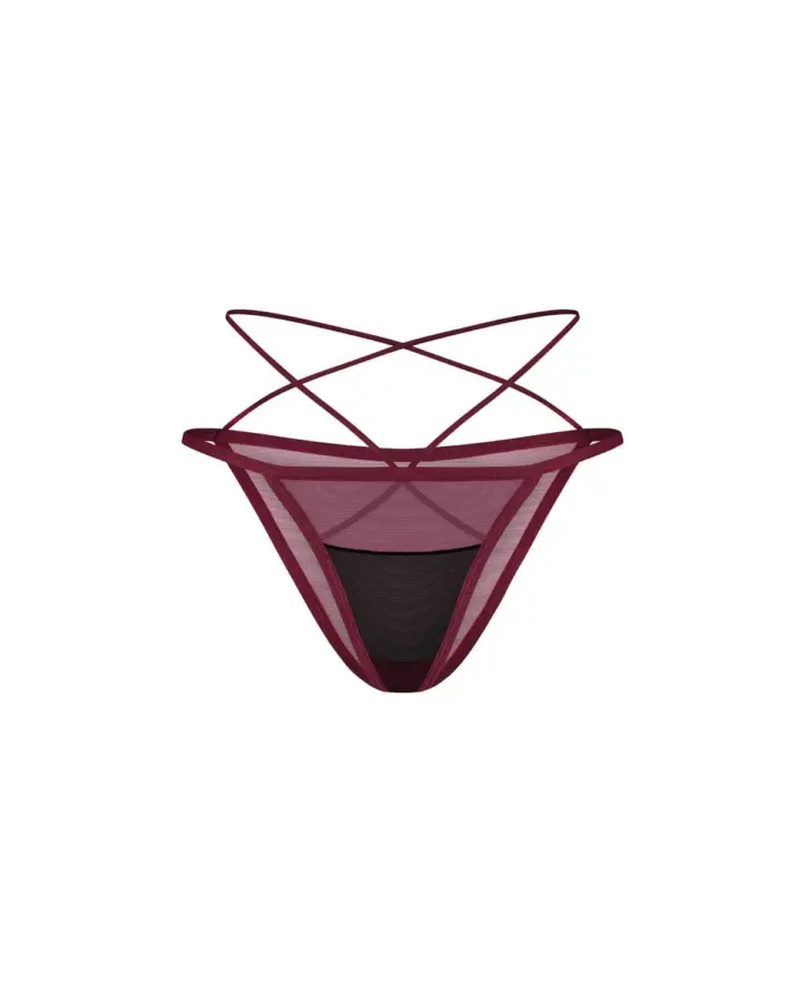 Obsessive Parisel Mini Slip Bordeaux con Cinturini – foto 7